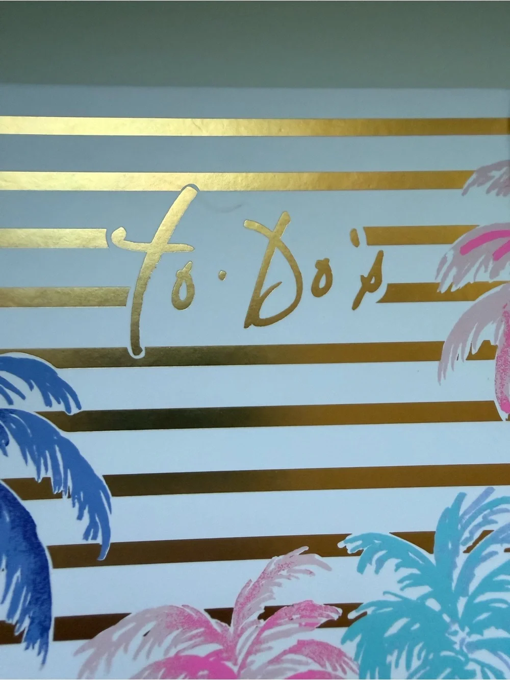 Lilly Pulitzer Pink & Blue Palm Gold-Striped To-Do Notebook New W/O Tags 316 Pgs
